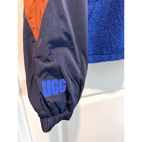UGG Women's Kieren Uggfluff Nylon Colorblock  Blue Jacket Coat Bomber X-Large - Picture 8 of 14